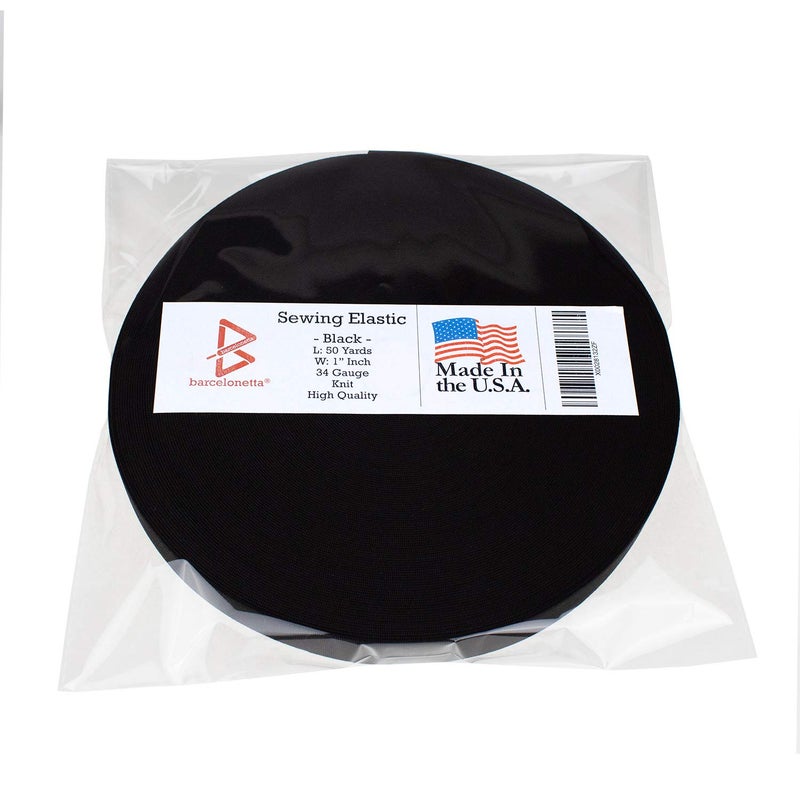 Barcelonetta | 50 Yard X 1" Inch | Sewing Elastic | Elastic Band Spool | Knit Roll, Stretch, Craft Elastan | Made in USA (Black) - Image 5